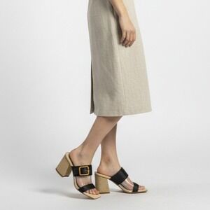 NWOT Dolce Vita Sandals Women's Size 8.5 Black Block Heel Square Toe Slip On